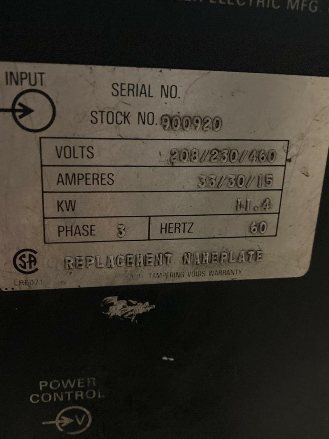 Miller DC Arc Welding Power Source 230V, 30A, 11.4Kw, 3 Phase, 60Hz , CP-250TS