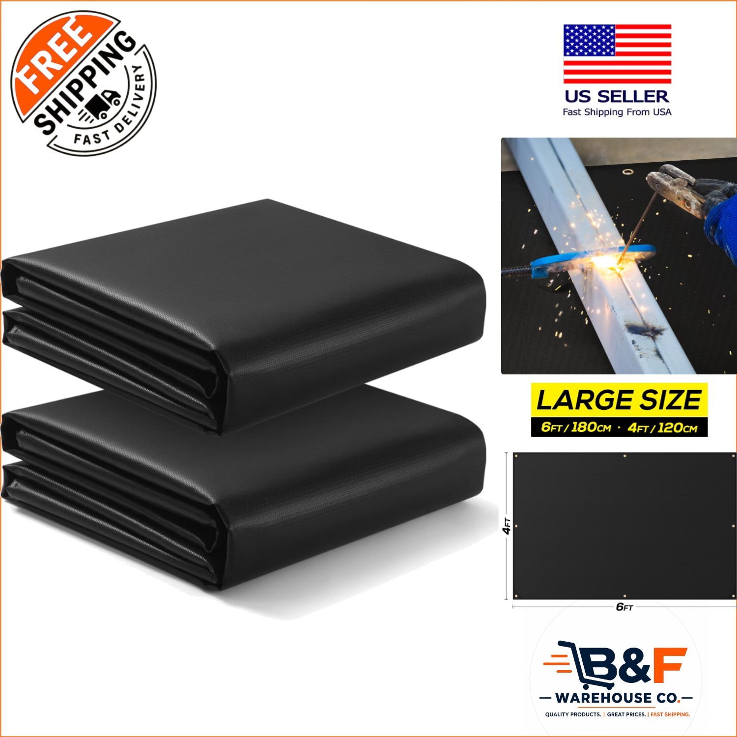Durable 2-Pack 4x6ft Silicone Coated Welding Blanket for Home & Outdoor Use