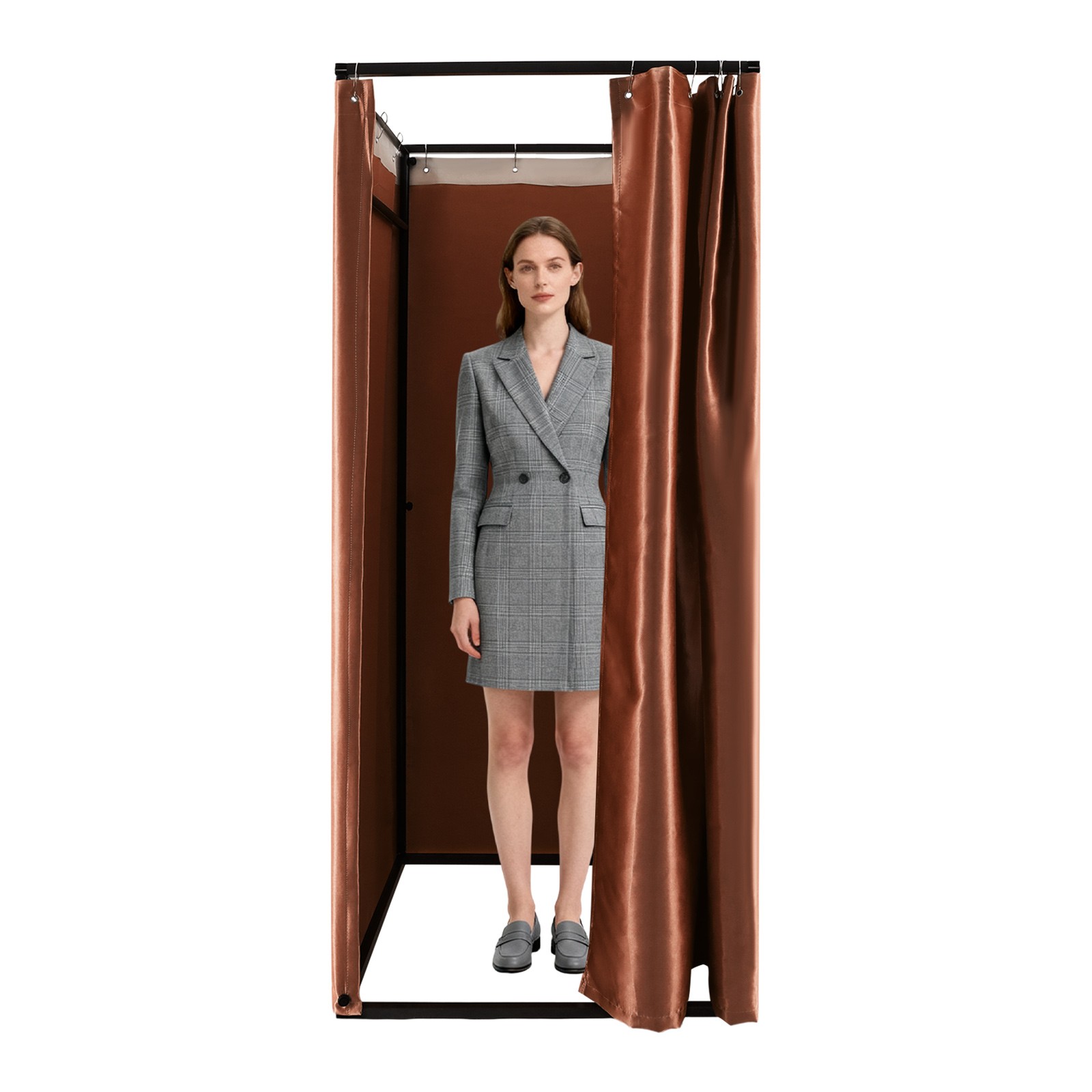 Clothing Store Fitting Room Changing Room with Curtain Freestanding Temporary