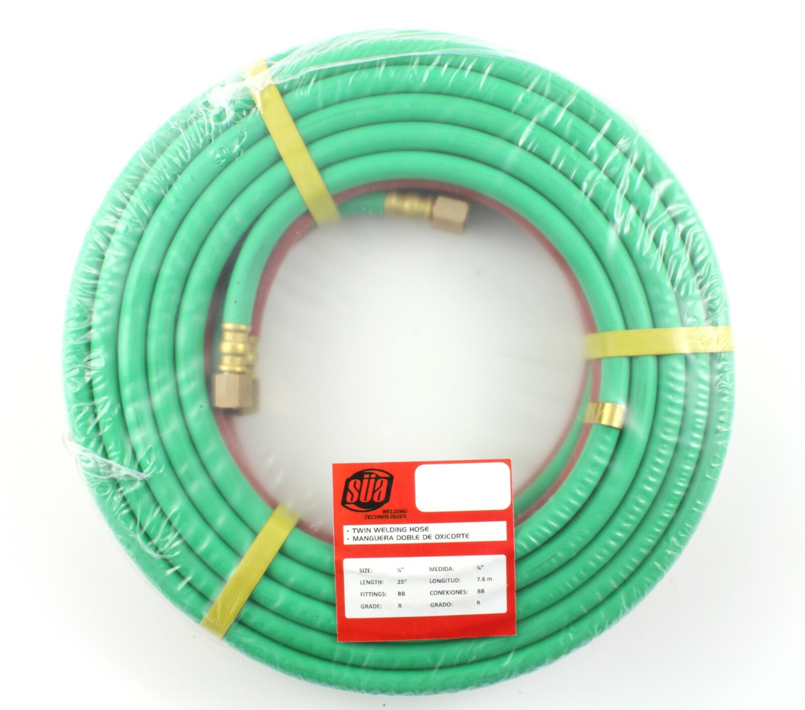 25 FEET Grade “R” 1/4″ OxyFuel Welding & Cutting Twin Hose with BB Fittings SÜA