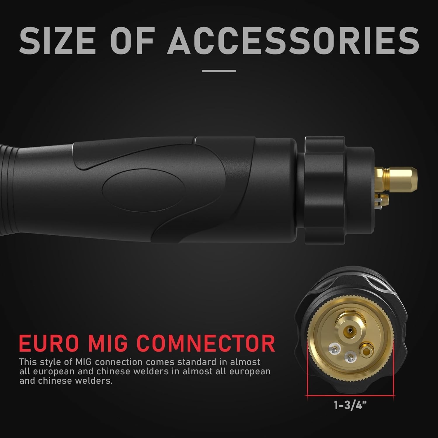 Effortless Setup 15ft 250A MIG Welding Gun with Euro Connection & Tips Included