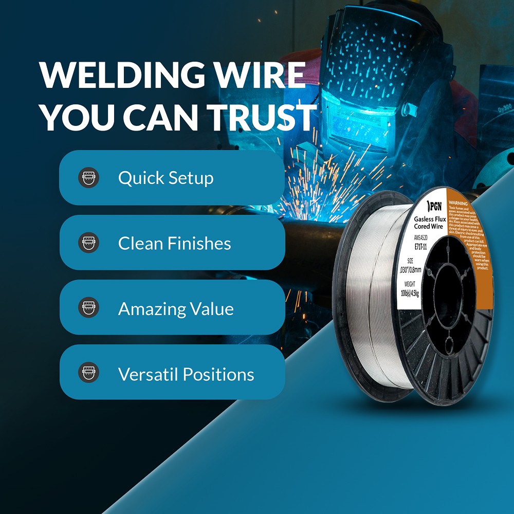 (8 x 10-Lb Spools) E71T-11 .030″ Flux Core Welding Wire – Gasless Mild Steel MIG
