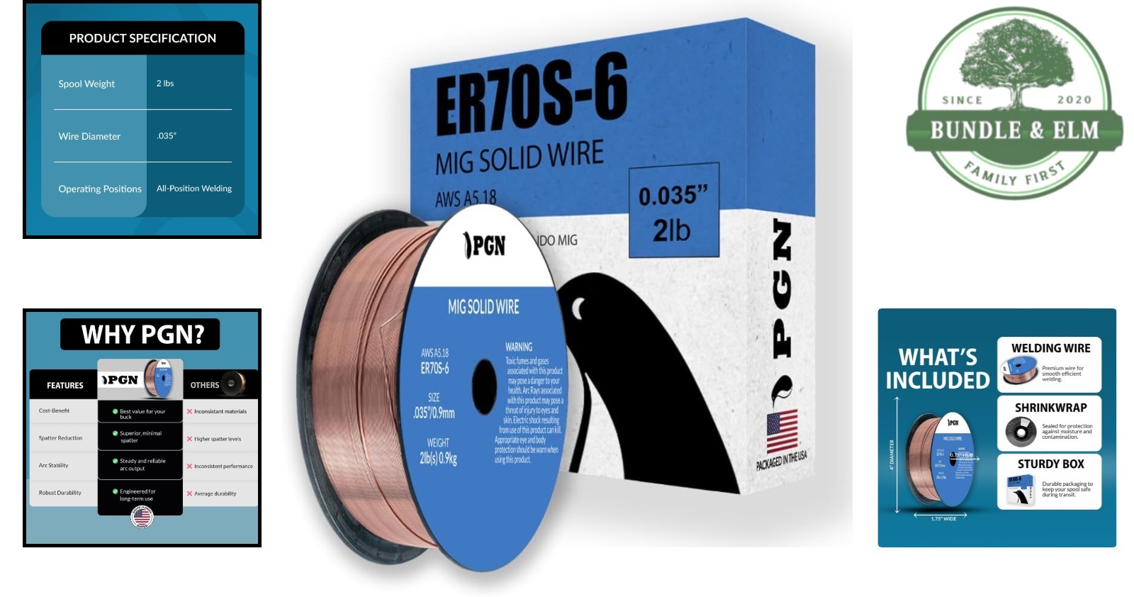 Solid MIG Welding Wire .035 Inch for Mild Steel – 2 Pound Spool Low Splatter