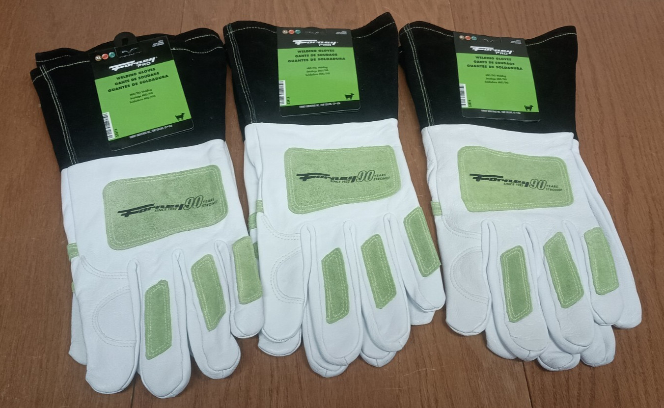 Lot of 3: Forney Pro Multi-Purpose Goatskin Welding Gloves Men’s XL (3 Pairs)