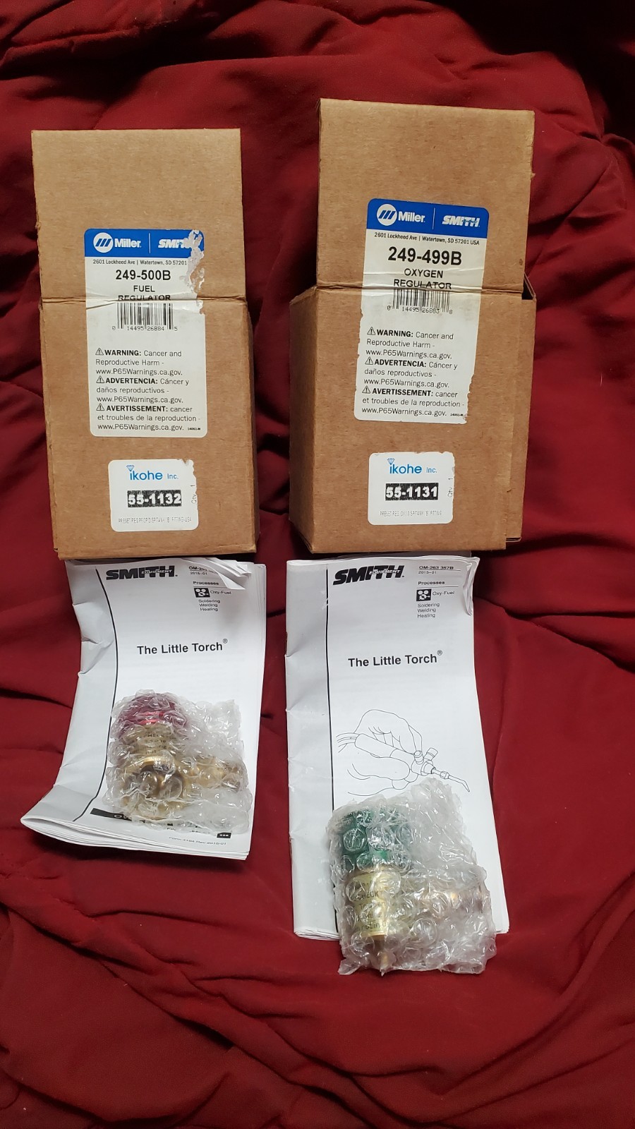 Miller / Smith Regulators Set Oxygen Acetylene 249-499b 249-500b BrandNew