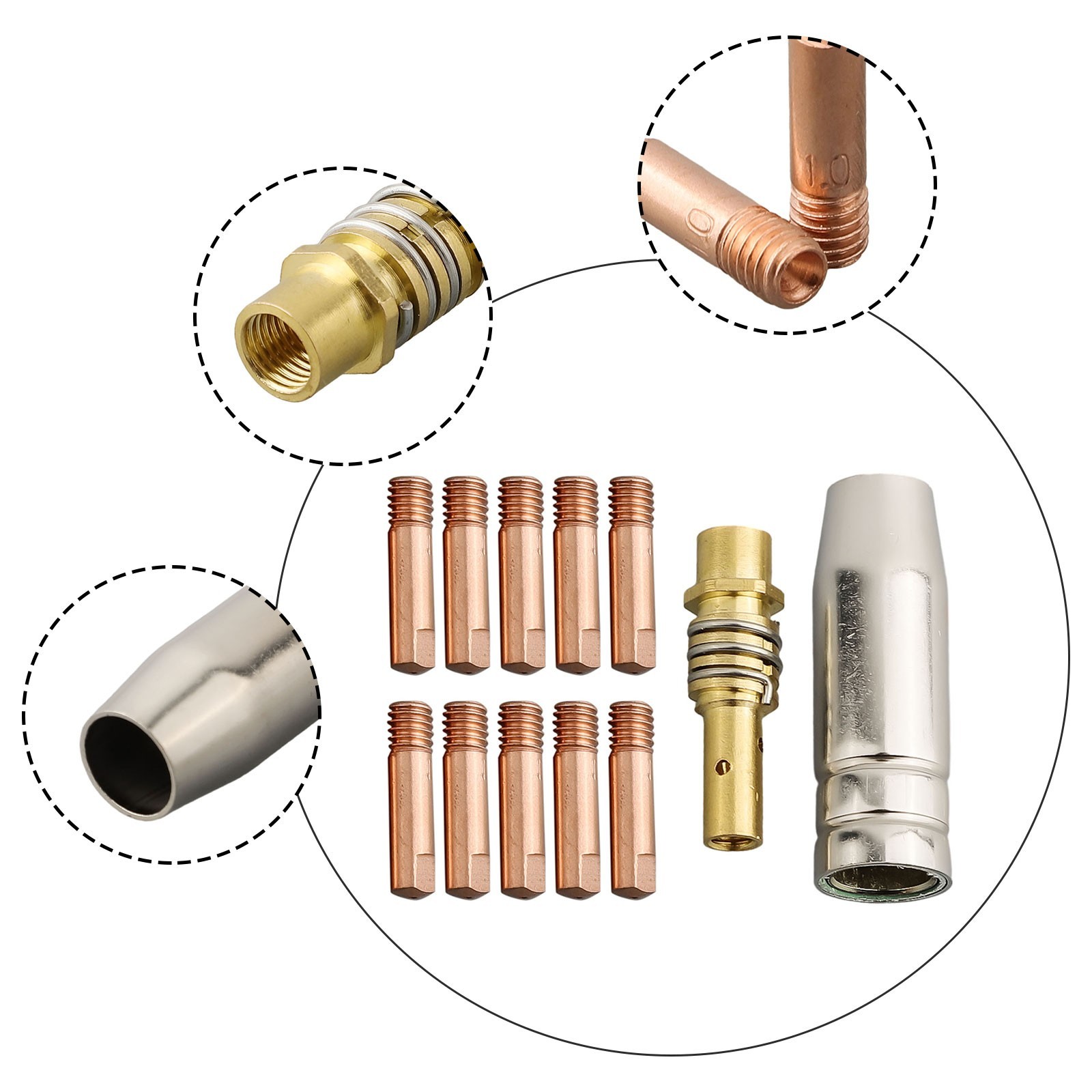 MIG Torch Welding Contact Tip 0.6/0.8/1.0mm 0.8 X 25mm 12 Pcs MB15 MIG
