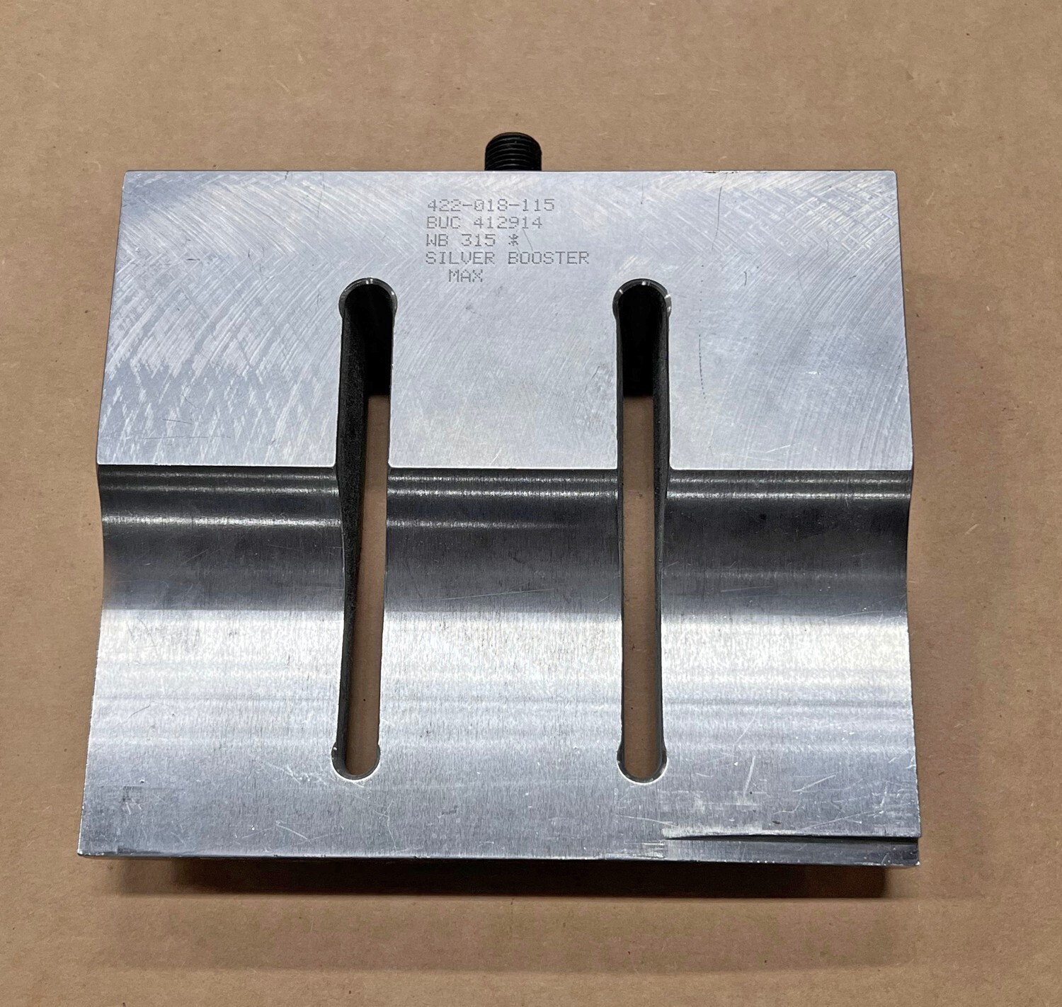 BRANSON ULTRASONIC WELDER Silver BOOSTER MAX Slotted HORN 422-018-115 6.5″ wide