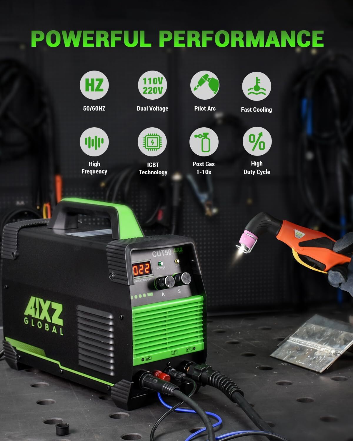 110/220V Non-Touch HF, Plasma Cutter 80% Duty Cycle,110V/220V 50A HOME DIY USA