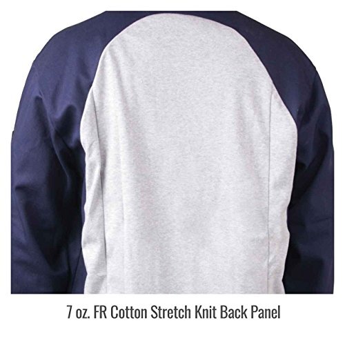 Black Stallion JF1625-NG Stretch-Back FR Cotton Welding Jacket, Navy/Gray, X-…