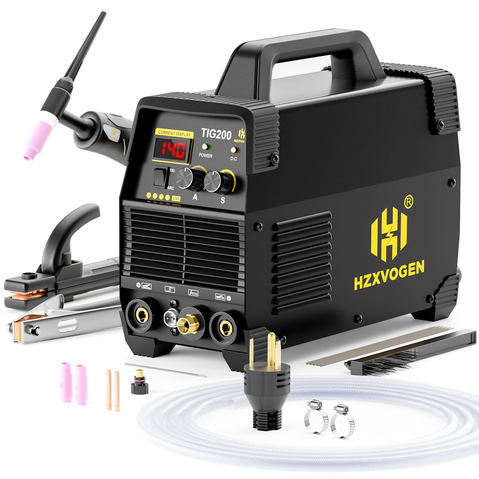 HZXVOGEN TIG200 200A TIG/MMA Welder IGBT Inverter Dual Voltage Portable 110/220V