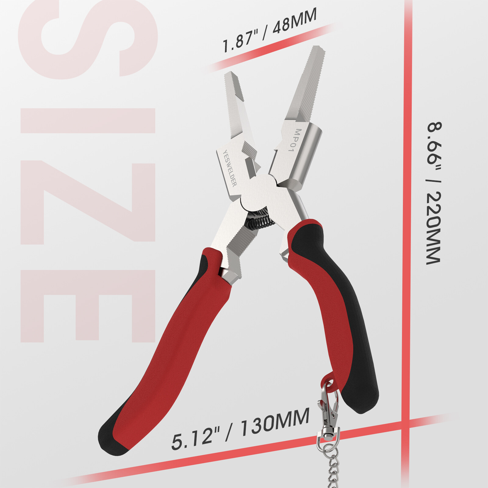 8-Inch MIG Welding Pliers with Rentention Chain, Anti-Rust MIG Welding Pliers