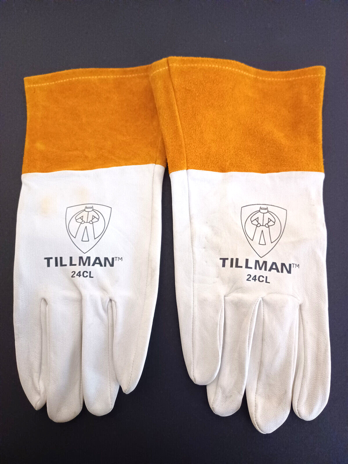 Tillman 24CL Leather TIG Welding Gloves 4″ Cuff Large Gold & White