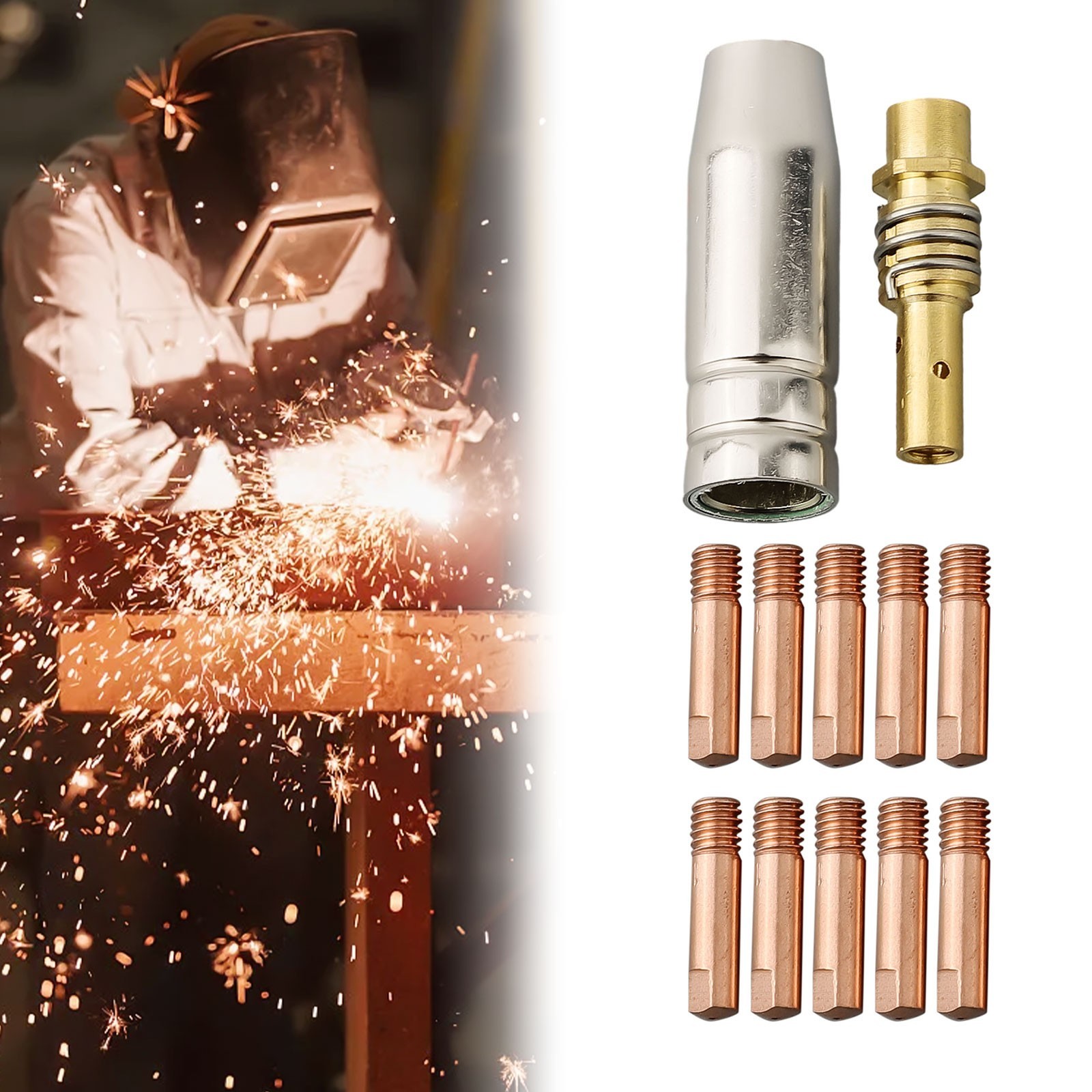 MIG Torch Welding Contact Tip 0.6/0.8/1.0mm 0.8 X 25mm 12 Pcs MB15 MIG
