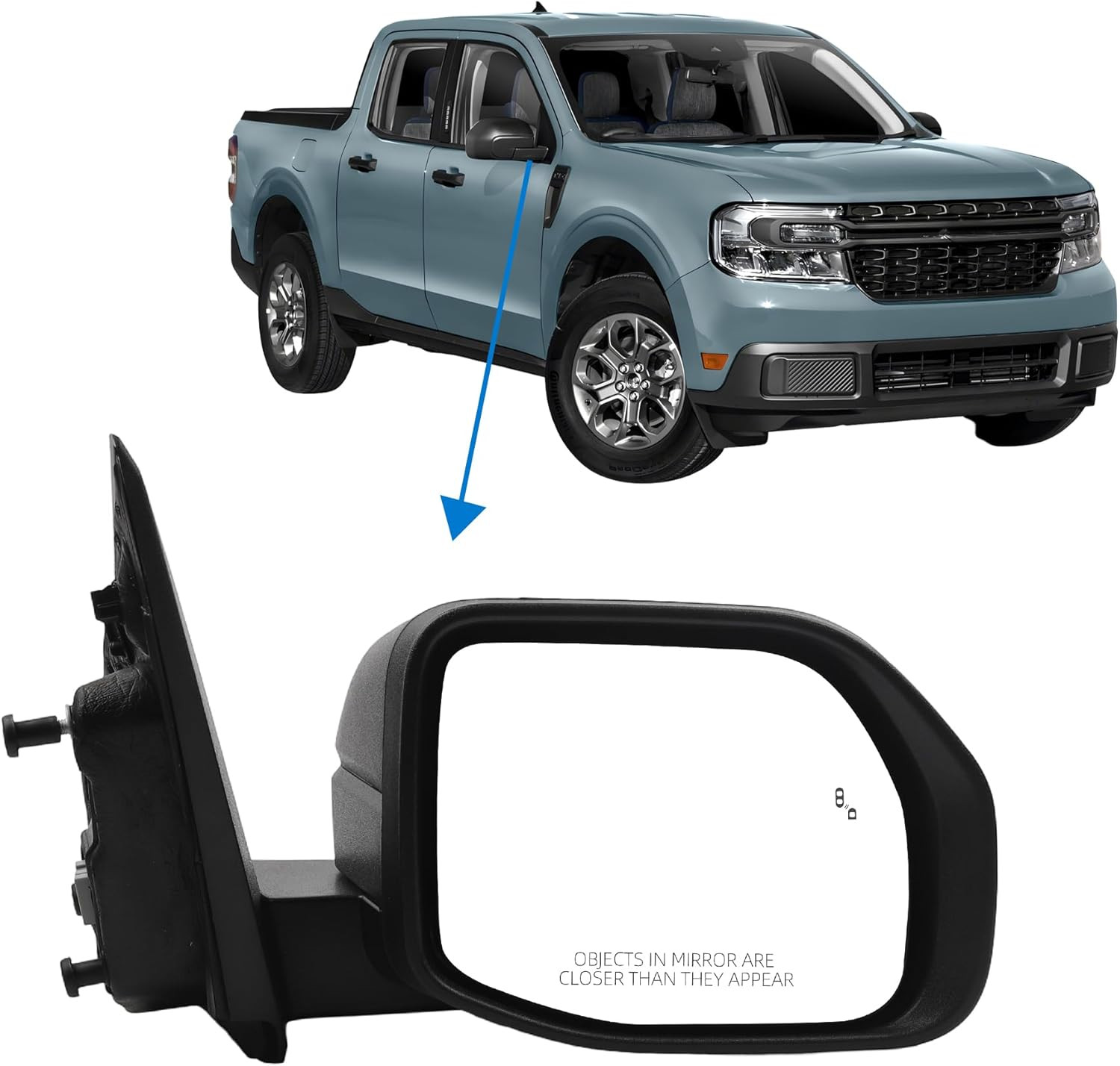 Right Passenger Side Exterior Door Mirror Compatible with 2022-2025 Ford Maveric