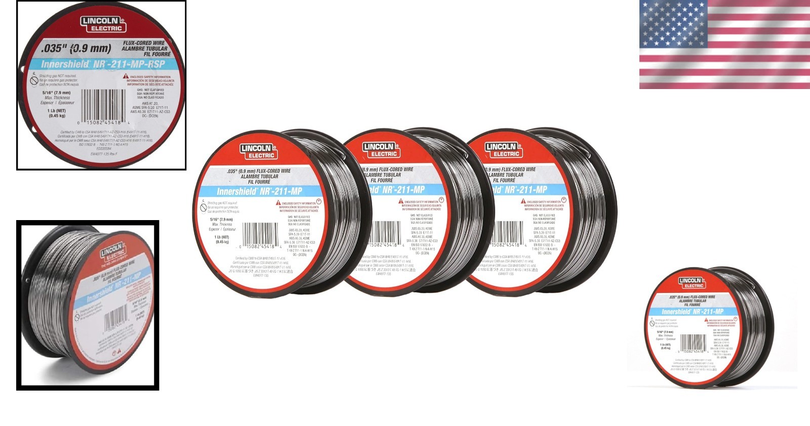 Lincoln .035″ NR-211-MP MIG Welding Wire – Flux-Core, Pack of 3 for All Position