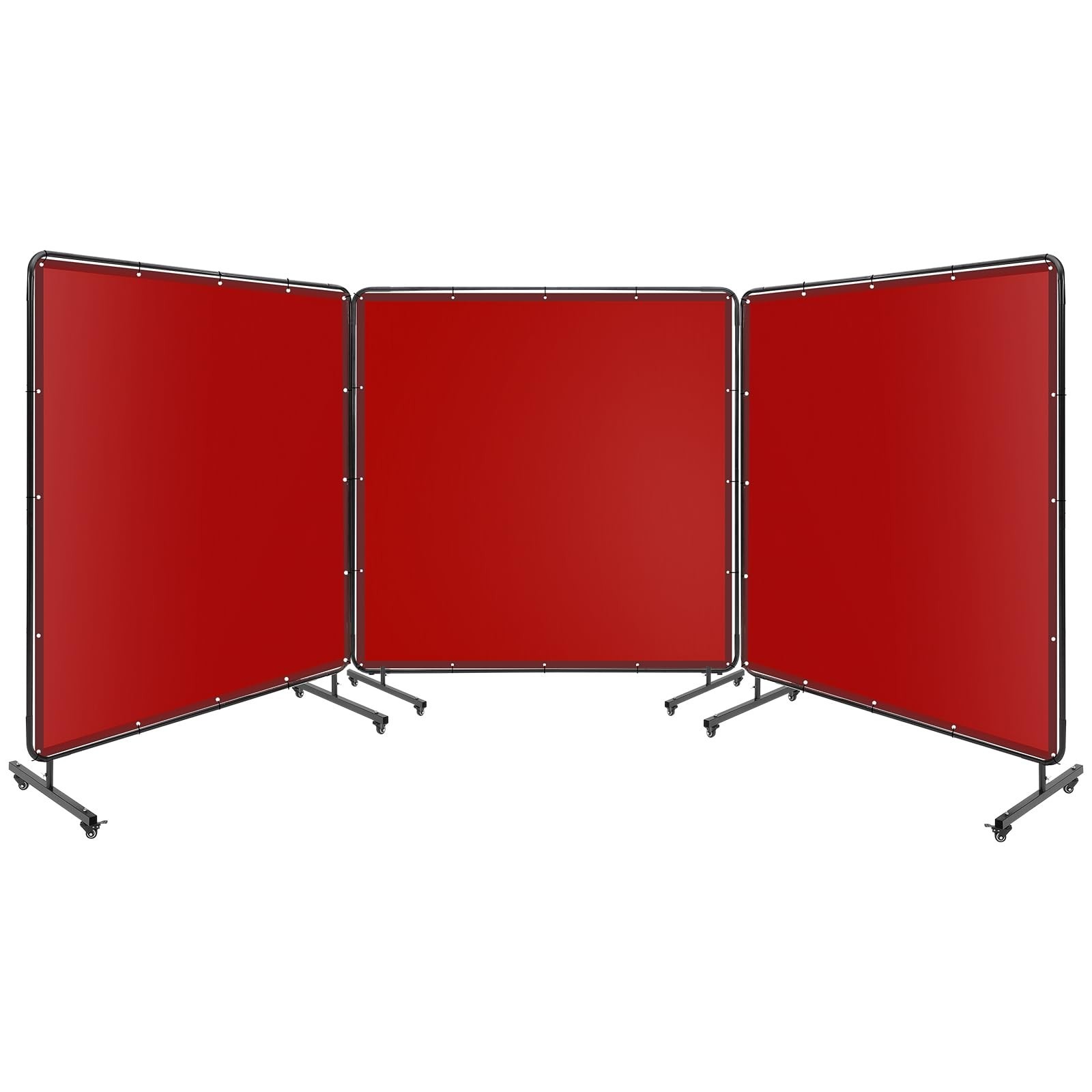 3-Panel 6x6Ft Welding Screen, Transparent Flame Resistant PVC Welding Curtain