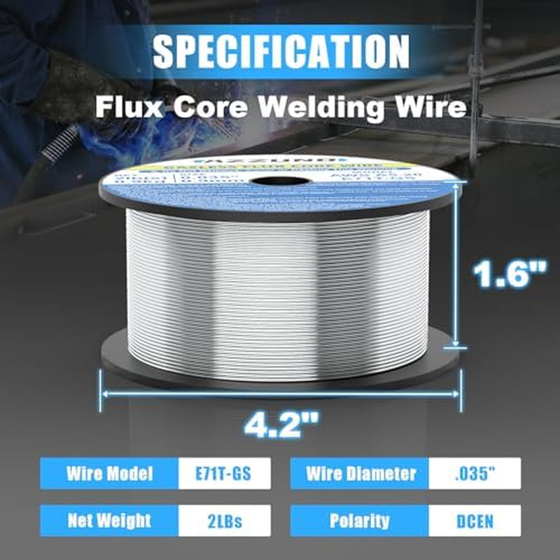 130A MIG Welder & .035″ 2LBS Flux Core Mig Welding Wire, 110V Gasless MIG Weldin