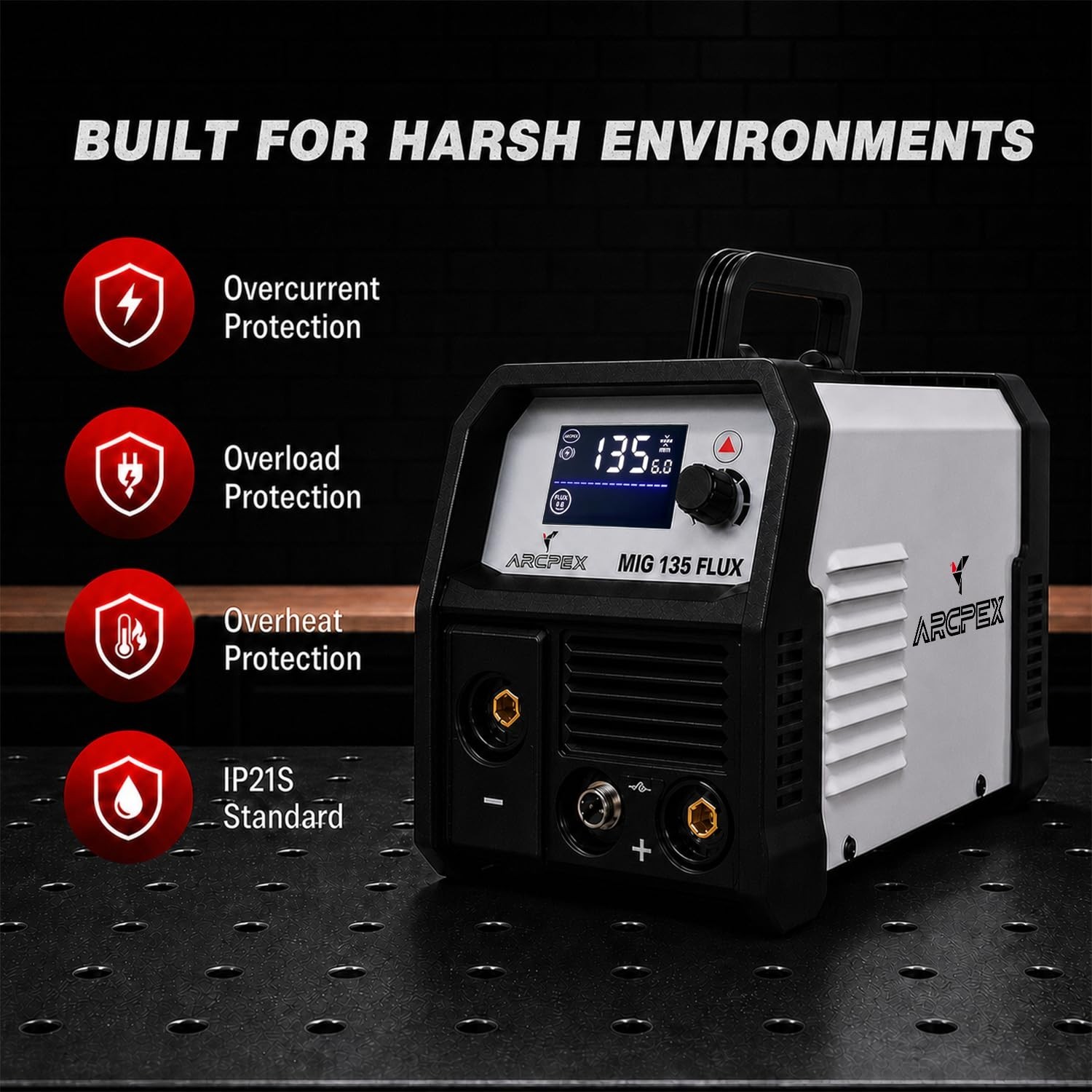 135A 3-in-1 MIG Welder, 110V Flux Core & Stick Welding Machine, Portable IGBT, L