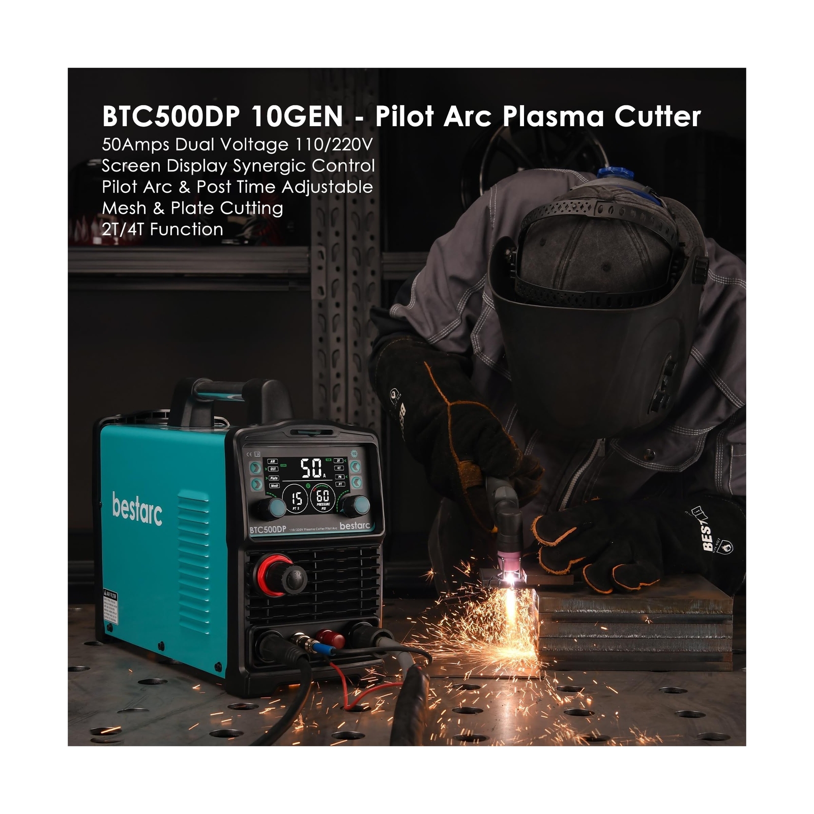 Plasma Cutter, Pilot Arc [Air Sensor Technology] 110/220V BTC500DP 10th Gener…
