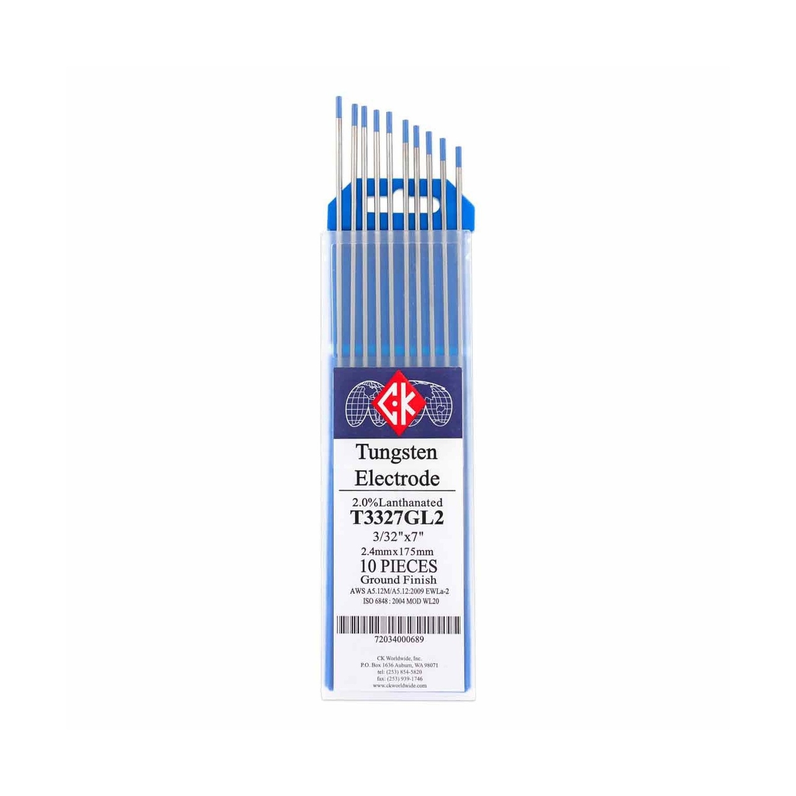 CK T3327GL2 2% Lanthanated Tungsten Electrode 3/32″ X 7″, 10 pack