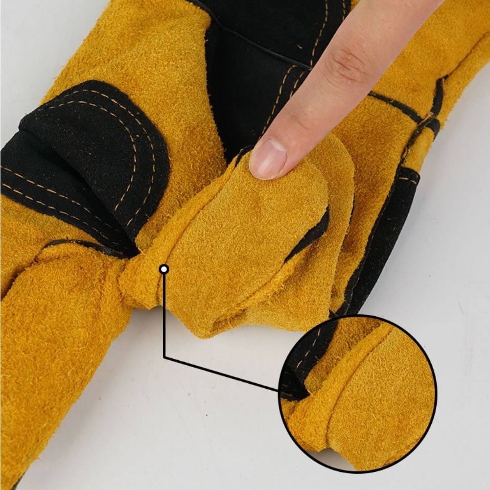 Pet Training Protection Gloves Cowhide Leather 60cm Extended Length for Safety