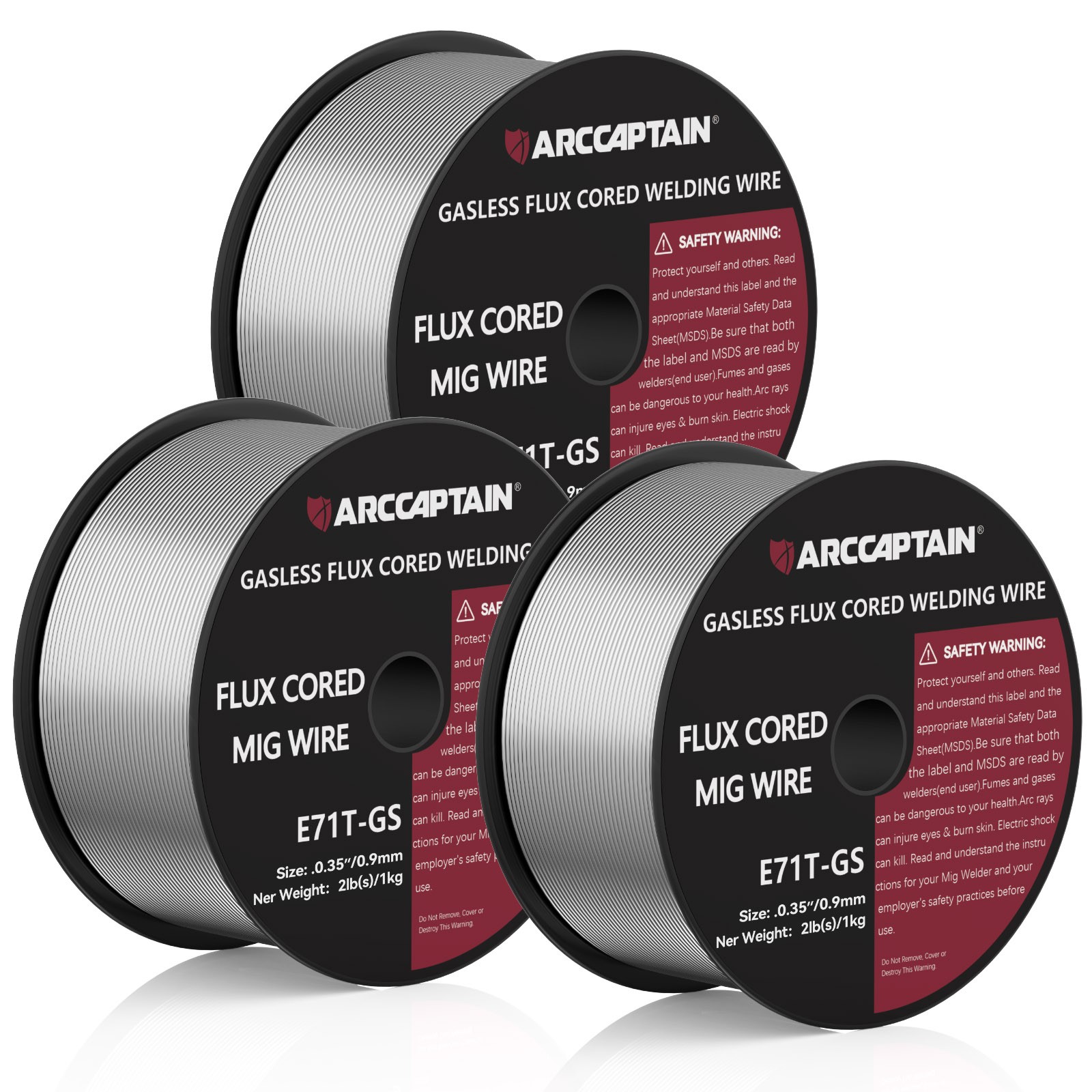 3 Rolls 2-Lb Spools Flux Core Mig Welding Wire .035″ E71T-GS Gasless Mild Steel