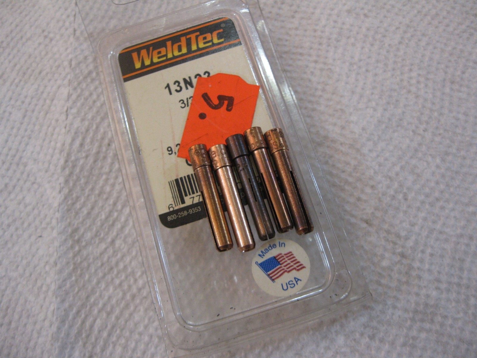 WELDCRAFT 13N23 3/32 Collet 5pc Lot, 1 new 4 good