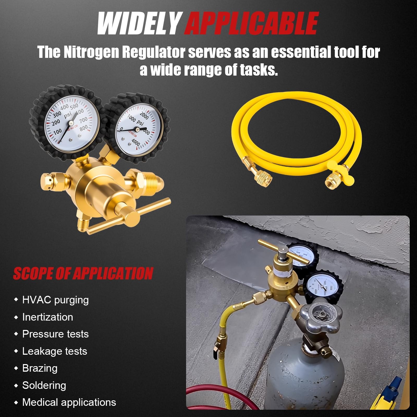 Nitrogen Regulator with 1/4-Inch Male Flare Outlet, 0-800 PSI Delivery Pressu…
