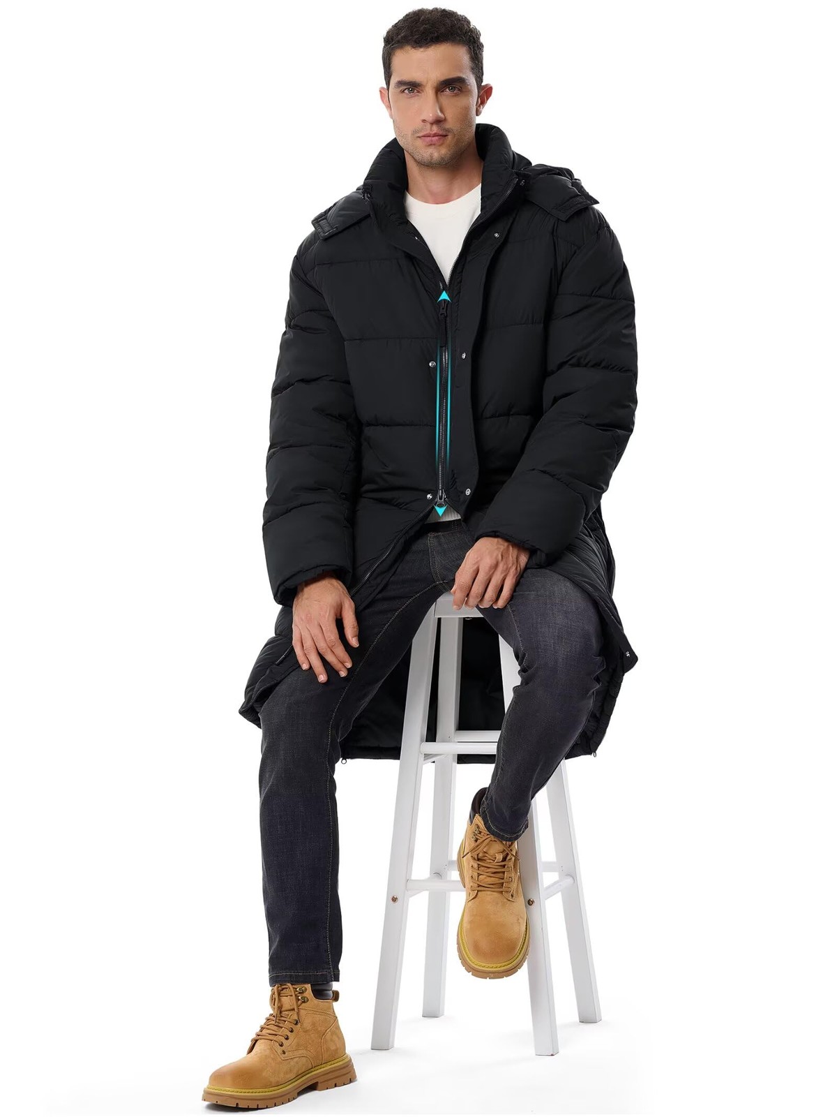 UIQUR Men’s Lightweight Long Winter Puffer Coat Water-Resistant Insulated