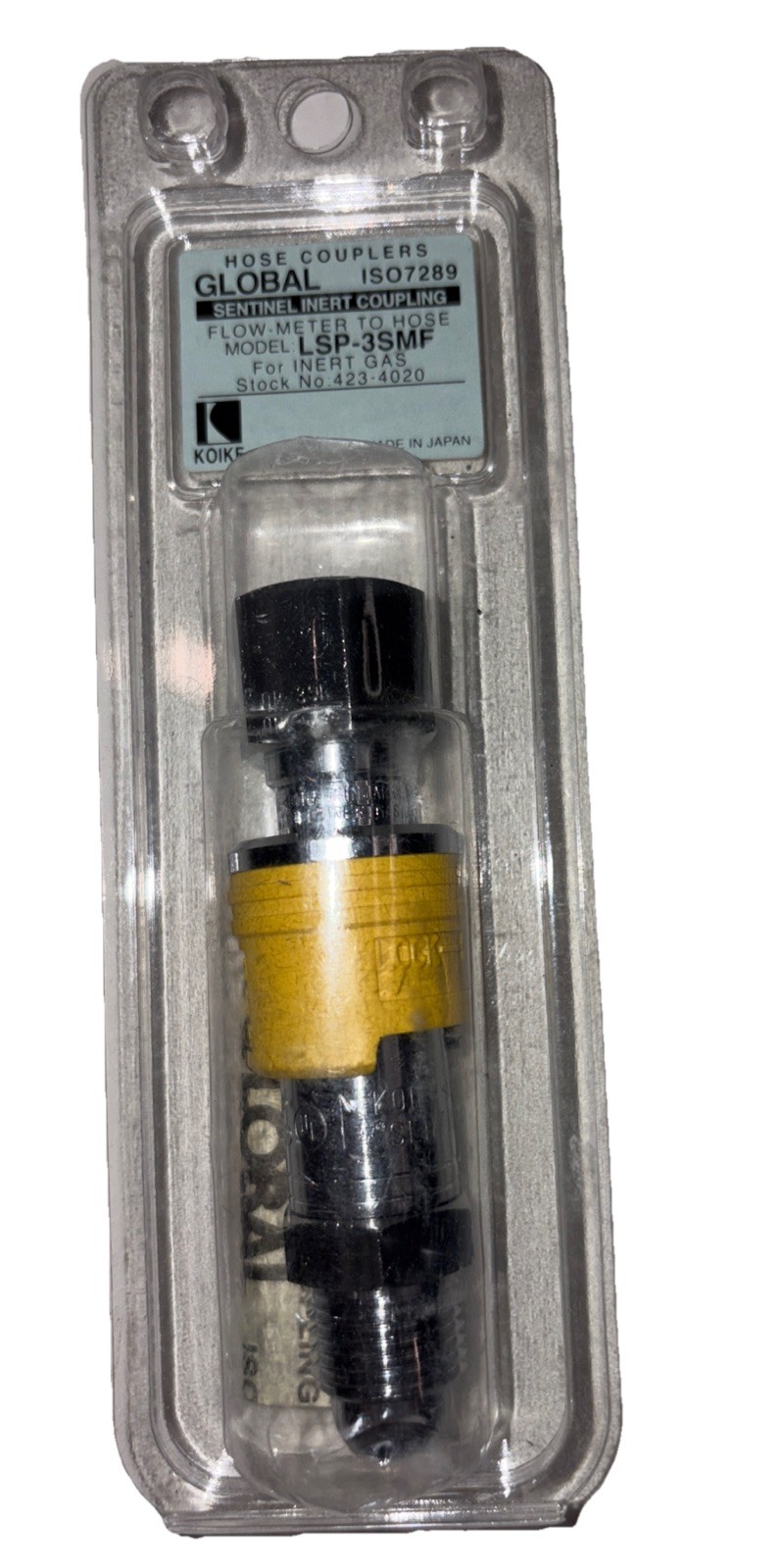 Koike Welding Inert Couplers, Global ISO7289, Flow Meter To Hose