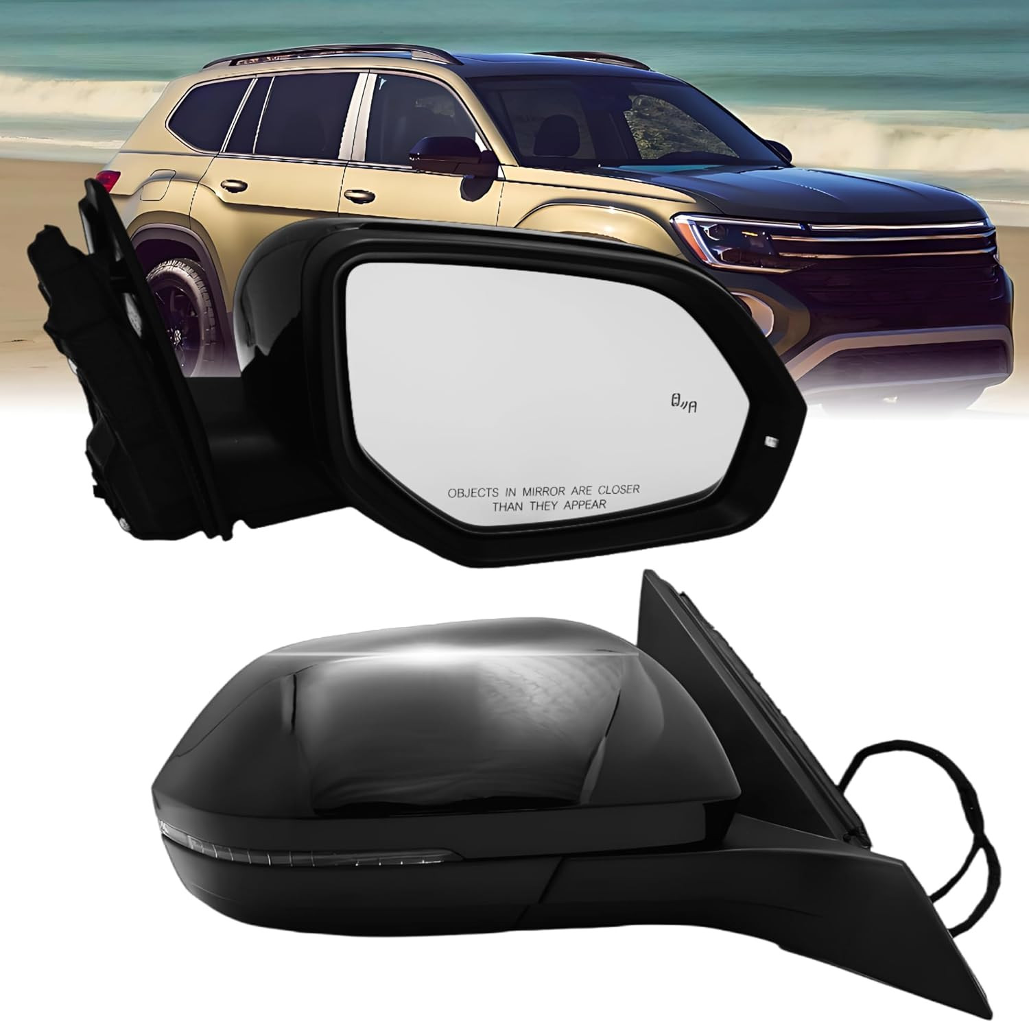 Passenger Side Mirror Compatible with Volkswagen Atlas 2018 2019 2020 2021 2022