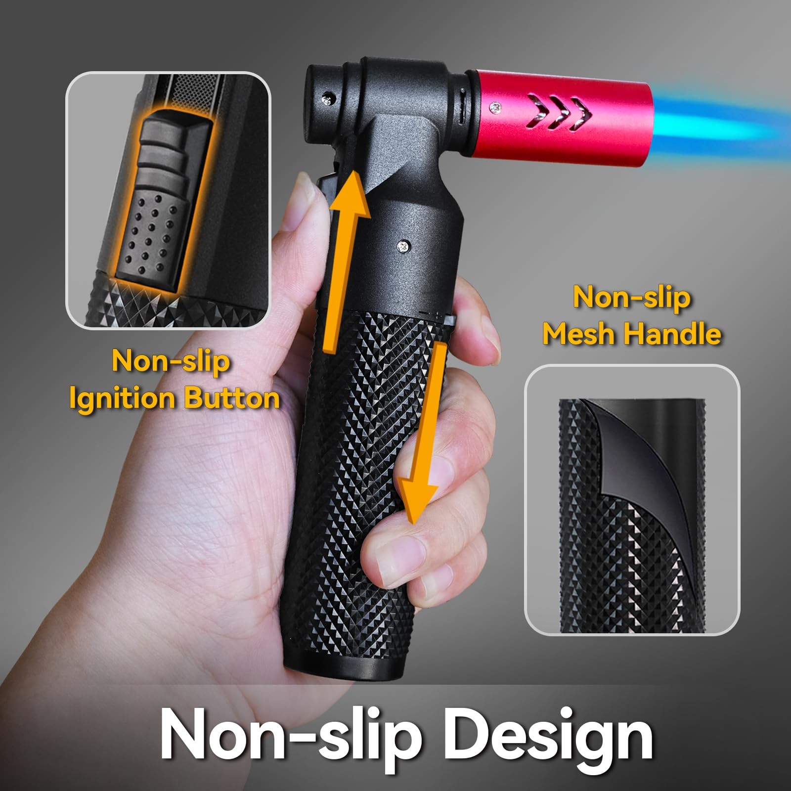 Zoocura 2 Pack Butane Torch Lighter Big Jet Flame 2 Pack, Black + Red