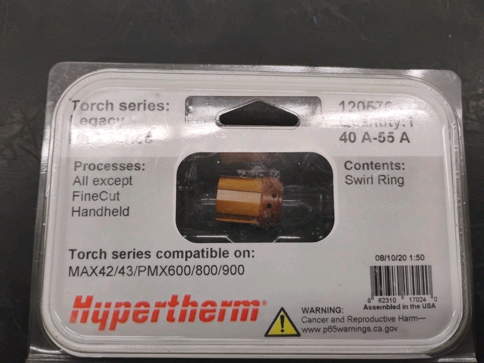 Hypertherm 120576 Swirl Ring For MAX42/43/PMX600/800/900 (Miller 192049) – New