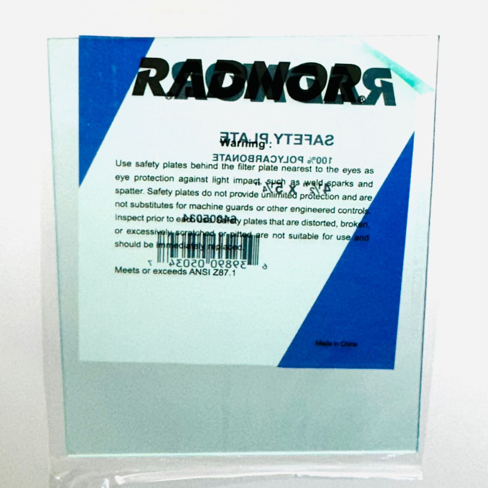 (LOT OF 10) RADNOR 64005034 SAFETY PLATE 100% POLYCARBONATE 4-1/2″ X 5-1/4″