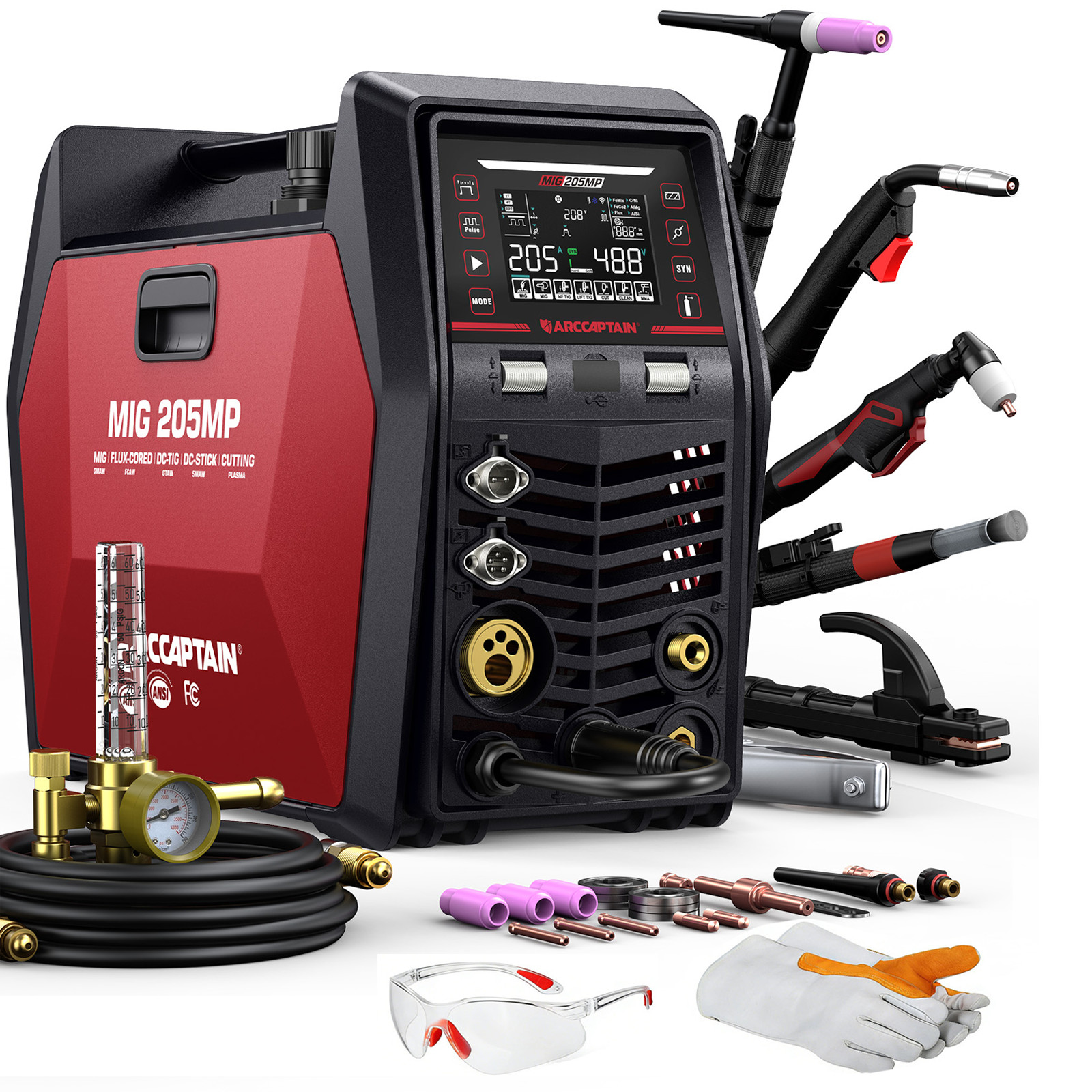 ARCCAPTAIN MIG205MP MIG Welder 9 IN 1 Plasma Cutter/Pulsed MIG/Flux Core/TIG New