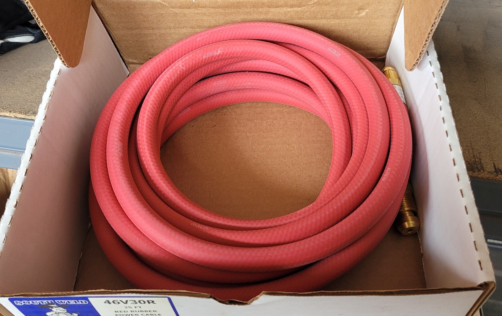 46V30R, TIG, Red Rubber Power Cable for Series 26 Torches, 25 ft, Rubber