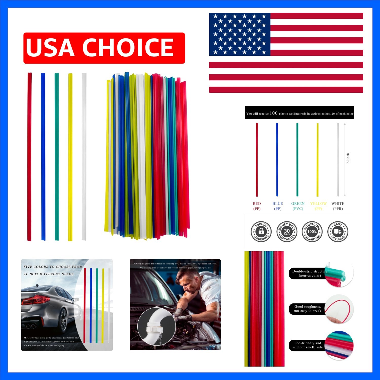100 PCS , 7.9″ PP PVC PPR for Auto Bumper Repair, Reinforced Welder Strips fo…