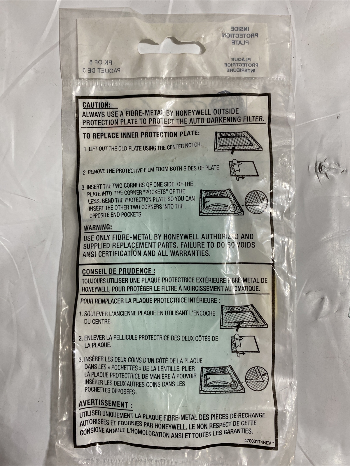 NIB 5PCS HONEYWELL FIBRE-METAL FM-2280Z WELDING HELMET INSIDE SHIELD