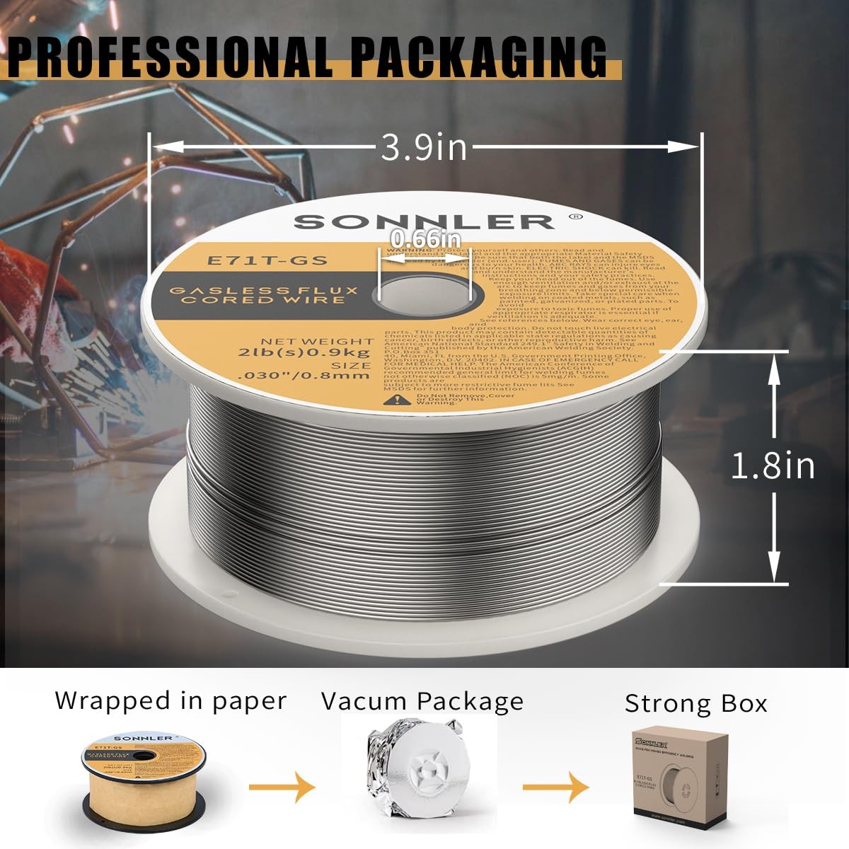 Sonnler .030 Flux Core Welding Wire, Mig Welding Wire, 2Lbs Low Splatt