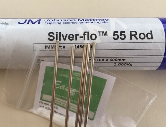 Silver solder Silver-flo 55 55%ag cadmium-free 5 rods x 2.0mm x 200mm plus flux