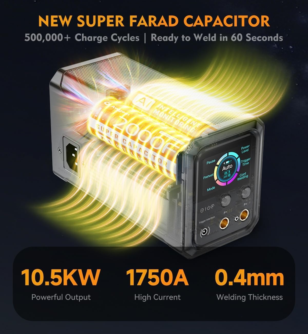 Awgem SF2k Capacitor Spot Welder 99 Gears Auto/Manual/Foot for 18650 Battery DIY