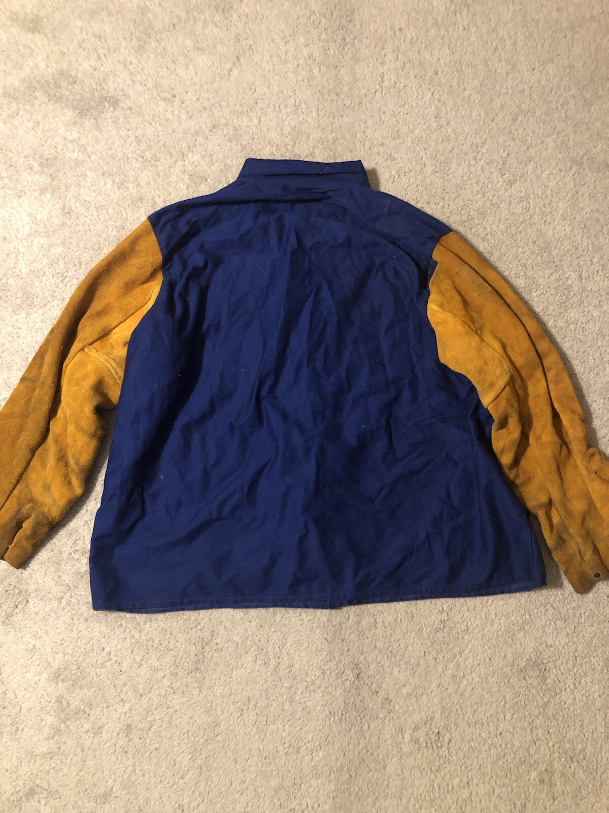 Weldas Distress Welding Jacket Size XXXXL 4XL Blue Tan Leather Sleeve Protective