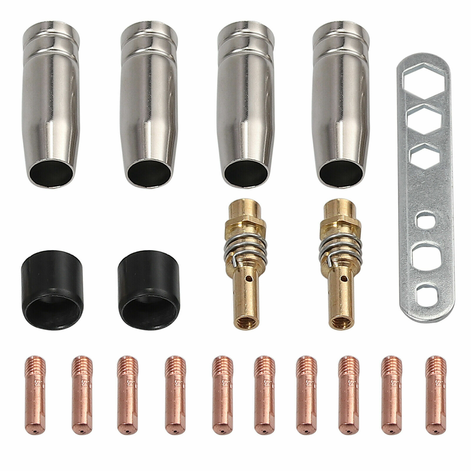 19 Pack Binzel 15AK Torch Welding Kits Nozzles Contact Tips For MIG Welder