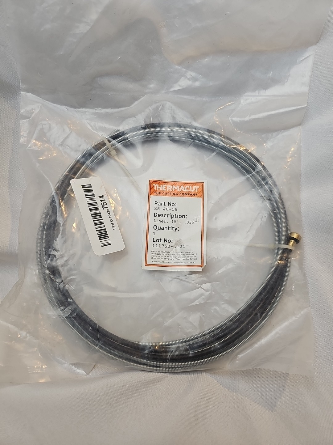Thermacut – Part No: 35-40-15 Liner, 15′, .035″