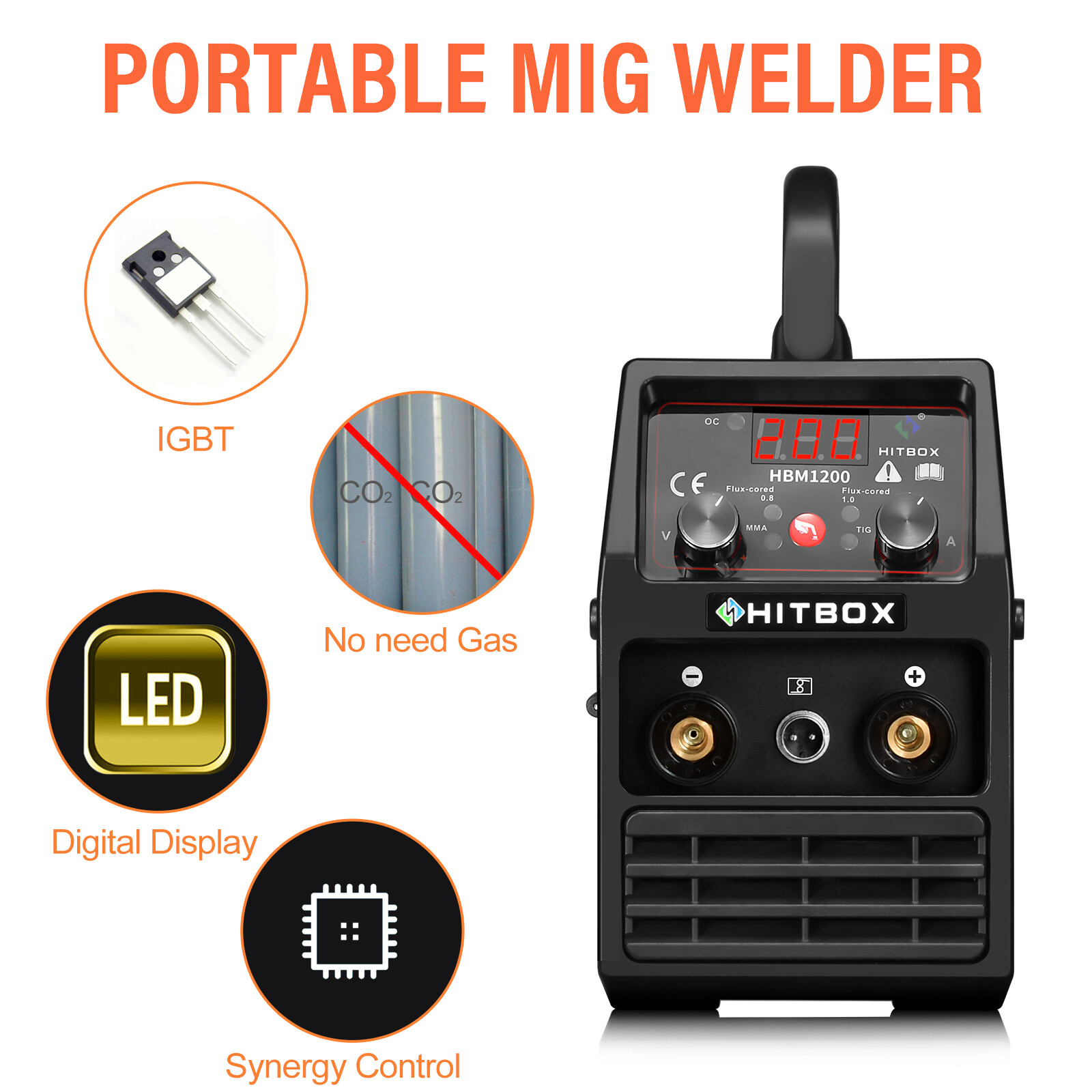 HITBOX 110V/220V DC MMA LIFT TIG MIG Welding Machine 3 in1 MIG Welder Flux Core