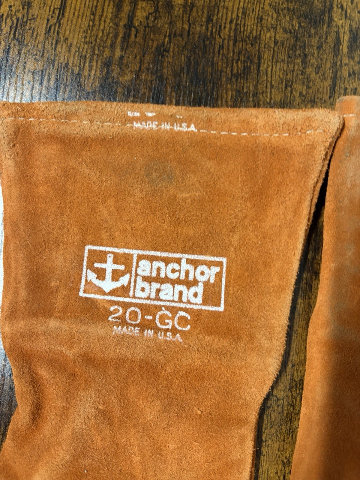 Vintage Leather Welding Gloves Orange Anchor Brand 20 GC