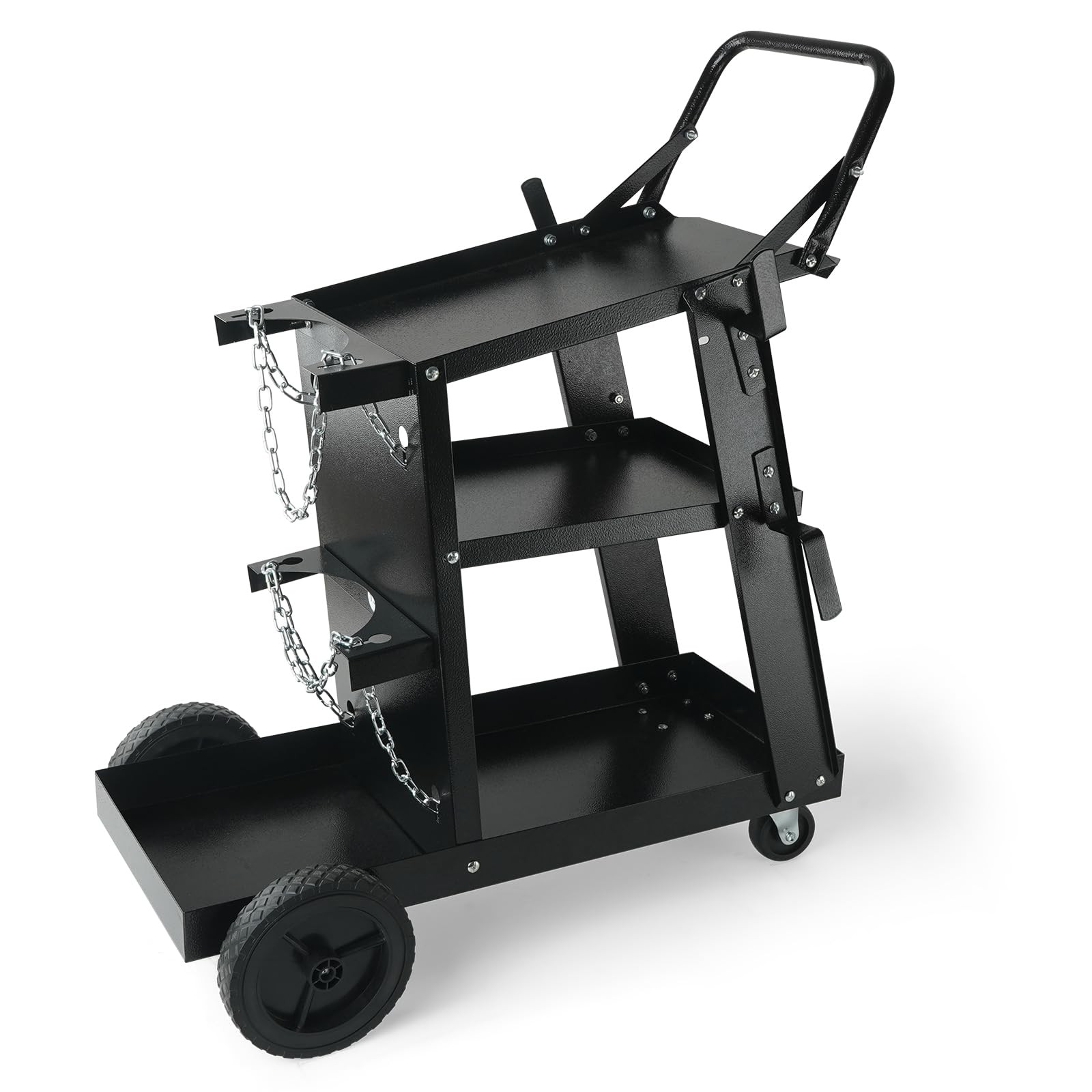 3 Tier 400lb Welding Cart with Tank Chains Swivel Casters
