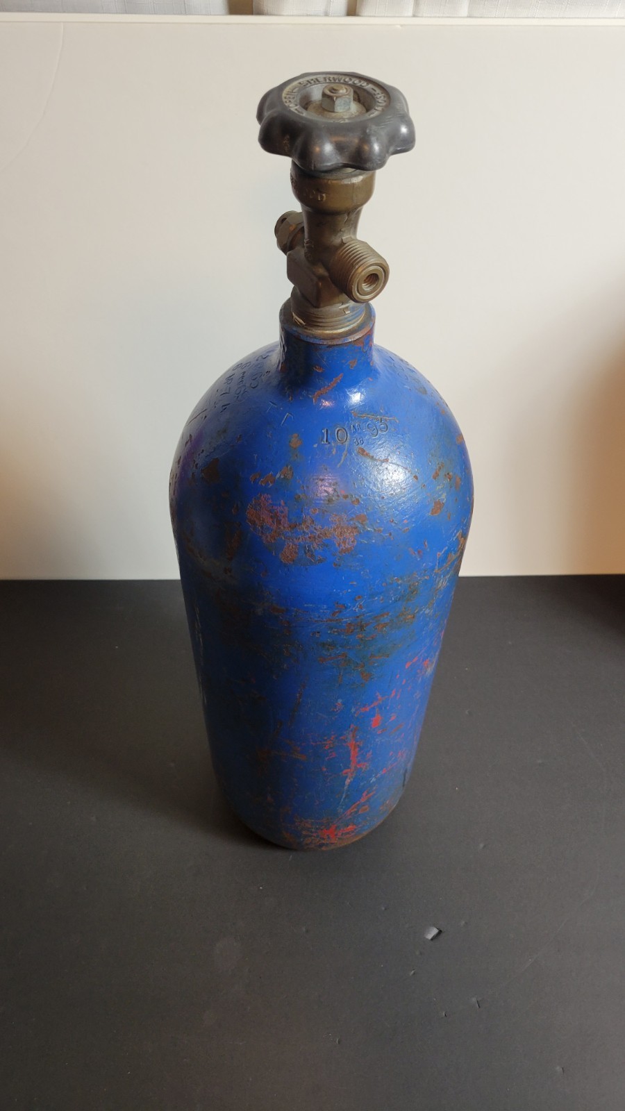 Empty Steel Gas Cylinder Tank Blue 24″ DOT-3AA1800 ICC Vintage Sherwood Valve…