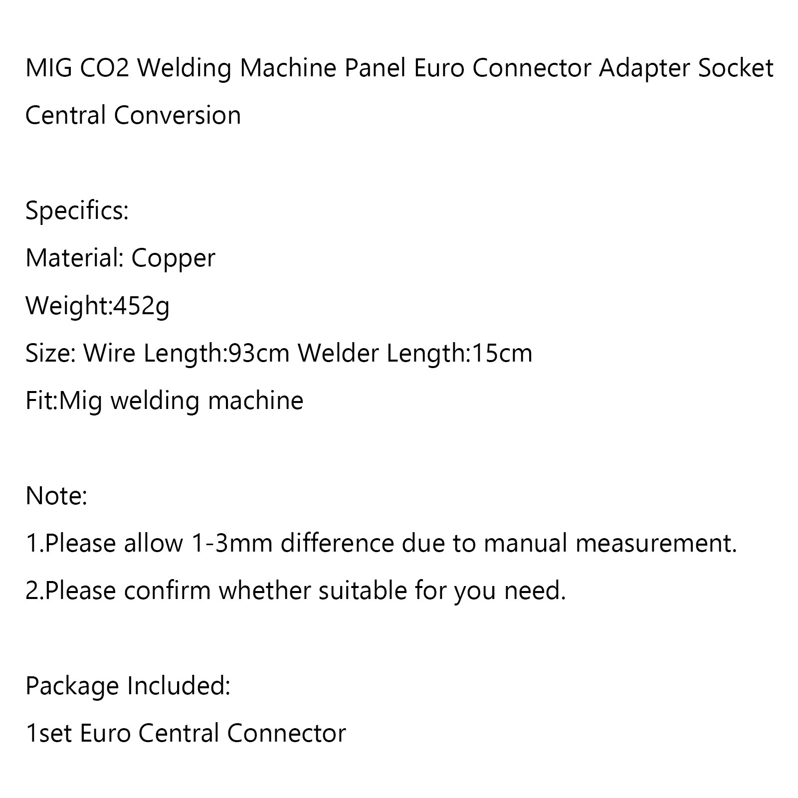 MIG CO2 Welding Machine Panel Euro Connector Adapter Socket Central U9 A B9