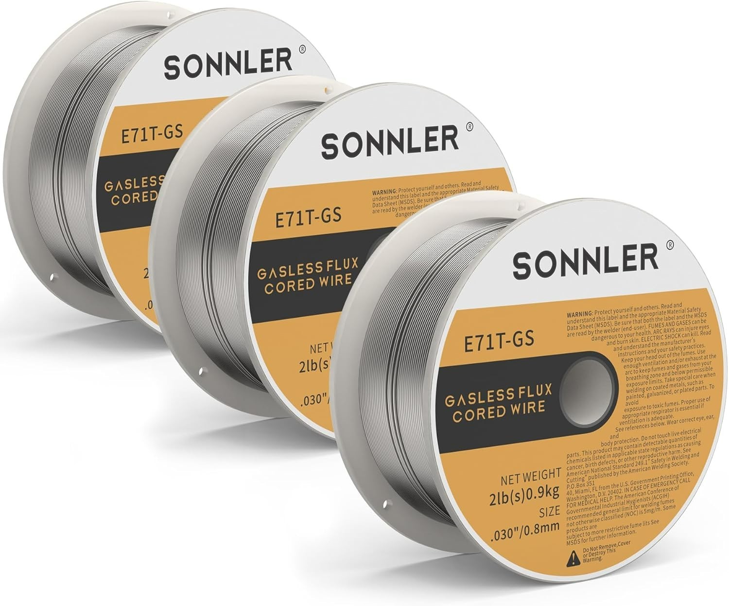 3 Pack of 2lbs E71T- Low Splatter Flux Core Welding Wire for MIG Efficiency